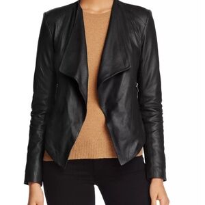 Bebe Suede Faux Leather Draped Jacket